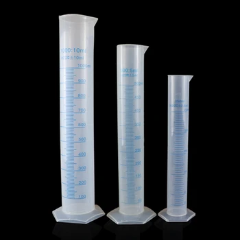 10 мл 25 мл 50 мл 100 мл 250 мл Белая / Синяя Линейная Шкала Градуированный Лабораторный Пластиковый Цилиндр Для Измерения Жидкости PP С Носиком.