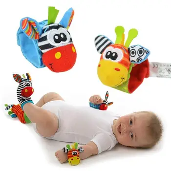 2 шт./компл. Детские игрушки-погремушки, милые мягкие игрушки, погремушка на запястье, носки для поиска ног от 0 до 12 месяцев для маленьких мальчиков и девочек, подарок для новорожденных