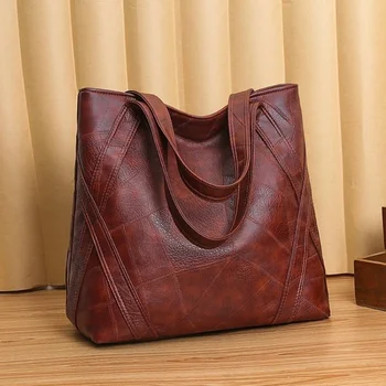 2023 Новая роскошная женская сумка-мешок из искусственной кожи, высококачественная сумка через плечо, большая вместительная повседневная сумка через плечо в стиле ретро с сращиванием