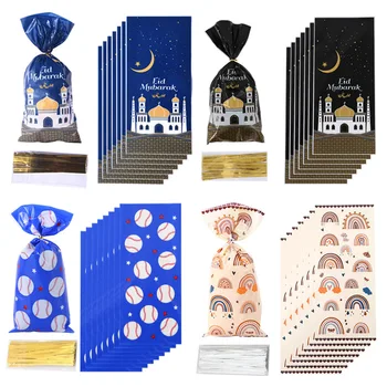 50шт Подарочные пакеты на Ид Мубарак Пластиковый пакет для конфет и печенья Рамадан Карим Украшение 2023 Исламской мусульманской вечеринки Подарки