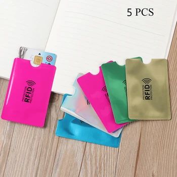 5шт смарт-алюминиевых противоугонных кредитных карт, держатель для карт, блокирующий RFID рукав, кошелек, защитный чехол