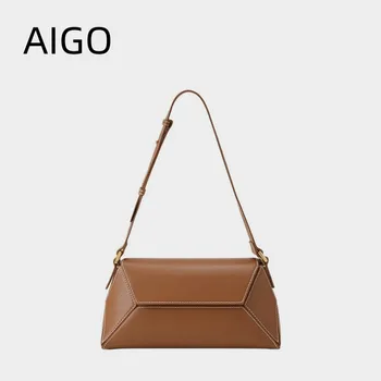 AIGO, Новое поступление, Элегантная Классическая Женская сумка Через плечо На Зиму, Простая Трапециевидная сумка Через плечо На одно плечо Для Женщин