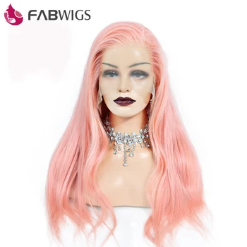 Fabwigs Полностью кружевной парик из человеческих волос с предварительно выщипанными волосами младенца, чисто-розовые парики из человеческих волос для женщин, европейские волосы Remy