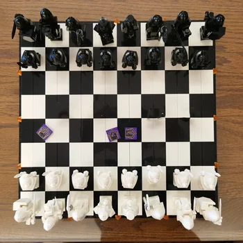 Film New 76392 Wizard Chess Final Challenge Интерактивная игра Строительные блоки, Рыцарские ролевые игры, шахматы, Рождественский подарок на День рождения
