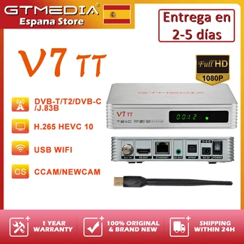 GTMEDIA V7 TT Full HD 1080P Наземный ТВ-Ресивер DVB-T/T2/Кабельный Декодер H.265 HEVC 10Bit С USB WIFI TDT PVR Телеприставка