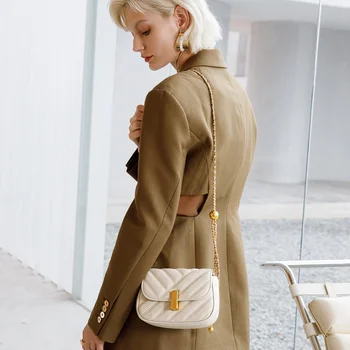ITAMOOD Сумка через плечо из натуральной кожи, роскошная дизайнерская стеганая женская сумка на плечо, сумки с ремешком-цепочкой