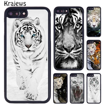 Krajews Animal White Tiger Pattern Чехол Для Телефона С Рисунком Животного Для iPhone SE2020 15 14 X XR XS 11 12 mini 13 Pro MAX 6 7 8 Plus cover shell coque