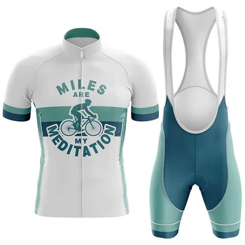 Miles Are Meditation Велоспорт Комплект Нагрудник Шорты Велосипедная Майка Велосипедная Рубашка Одежда С Коротким Рукавом Велосипедный Спуск MTB Горный Костюм