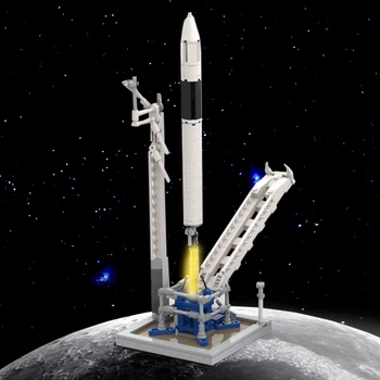 MOC SpaceX Falcon 1 и стартовая площадка [масштаб Saturn V] Модель ракеты, кирпичи, строительный блок военной Вселенной, детская игрушка, подарок на день рождения
