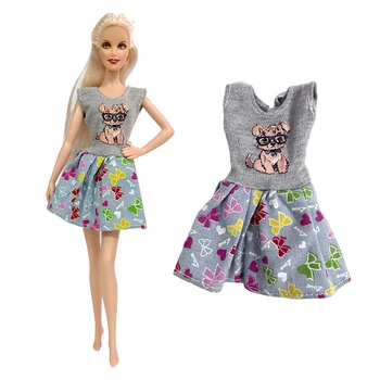 NK 1 комплект Модная юбка с рисунком милых собачек, современное платье, повседневная одежда, одежда для куклы Барби, аксессуары, аксессуары