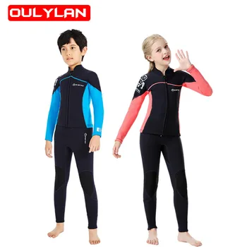 Oulylan Детский неопреновый купальник для девочек, водолазный костюм для серфинга, детский подводный гидрокостюм, купальники для мальчиков, купальный костюм из двух частей