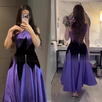 Simple One-shoulder A-line Floor Length Prom Dresses Draped Satin Formal Occasion Gown вечернее платье 2023   блес