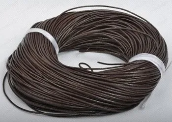 tyer3le 1-5 мм темно-коричневого цвета, бесплатная доставка, натуральная круглая бижутерия из 100% Коровьей натуральной кожи, шнур для браслета и ожерелья