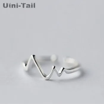 Uini-Tail, Простое открытое V-образное кольцо, Противоаллергенные Корейские украшения из тибетского серебра 925 пробы, Темпераментные кольца типа волны GN176