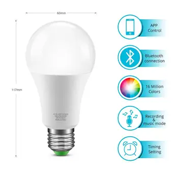 WIFI LED Tuya Smart Light Bulb RGB App Кухонная Лампа С регулируемой яркостью Внутреннее Освещение спальни Совместимость Alexa / Home 2022