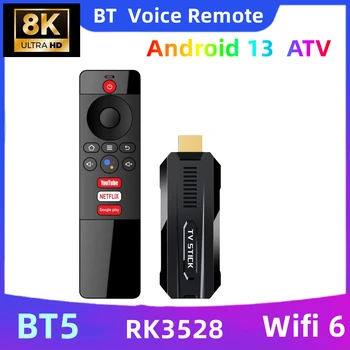 X88 8K Smart TV Stick Android 13 ATV OS Телеприставка RK3528 2GB16GB 2.4G и 5G Wifi6 BT5 Медиаплеер Netflix Youtube Google Voice