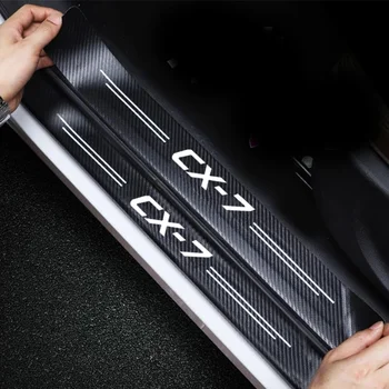 Автомобиль Наклейки На пороги Автомобиля Защитные полоски порога для Mazda CX7 CX-7 Логотип Из углеродного Волокна Задний багажник Бампер Защита От царапин клейкая Лента