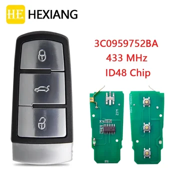 Автомобильный Дистанционный Ключ HE Xiang Для Фольксваген Пассат B6 3C B7 Magotan CC 3C0959752BA ID48 Чип 433 МГц Auto Smart Control Keyless Go