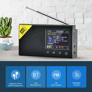 Аудиоприемник DAB FM, цифровое радио, стерео, Bluetooth 5,0, ЖК-дисплей, портативный радиопроигрыватель для домашнего офиса