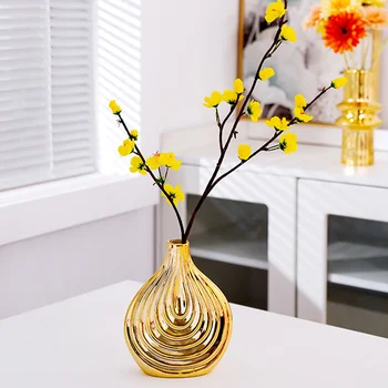 Ваза в скандинавском стиле, керамическая ваза в рубчик, современный простой цветочный контейнер, центральная ваза (M)