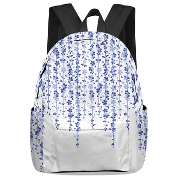 Весенне-синие студенческие школьные сумки Sakura с висячим цветком, рюкзак для ноутбука на заказ для мужчин, женщин, женщин для путешествий Mochila