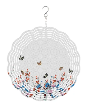 Весенние цветы Бабочка Ретро 3D Вращающийся Ветряной Колокольчик Подвесной Декор из нержавеющей Стали Открытый Сад Домашний Подвесной Ветряк