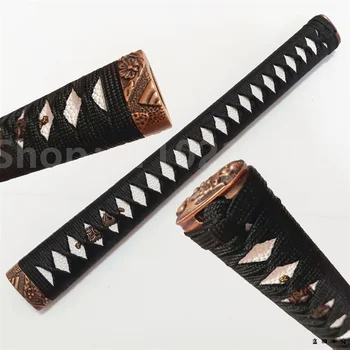 Высококачественная рукоятка катаны из сплава Tsuka Fuchi Kashira Menuki для японского самурайского меча, фурнитура из нового черного японского шелка Ito