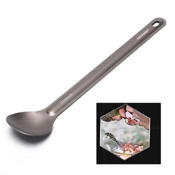 Высококачественная уличная титановая ложка, Титановая вилка, Походная ложка, посуда, Титановая ложка с длинной ручкой, 1ШТ.