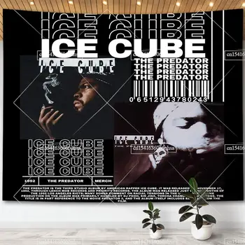 Гобелен рэпера ICE CUBE, постеры альбомов хиппи-хип-поп музыки, Эстетическое украшение комнаты, Настенные гобелены с принтом для спальни