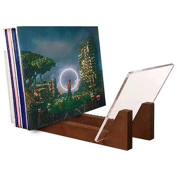 Держатель для хранения виниловых пластинок, Подставка для дисплея Большой емкости С прозрачными акриловыми торцами, Современный стеллаж для записей из массива дерева
