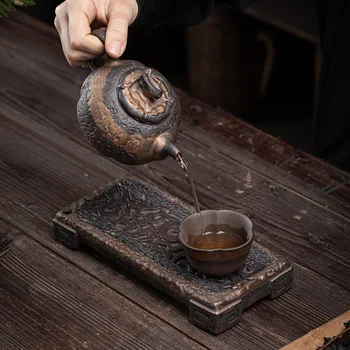 Держатель для чайника Brick Tea Японский бытовой керамический чайный поднос для хранения воды Мини-маленький чайный столик с одним бамбуковым чайным сервизом кунг-фу