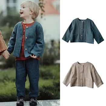 Детская одежда, пальто, осенняя куртка для маленьких мальчиков и девочек, Длинная свободная одежда с круглым вырезом для мамы и детей с длинным рукавом