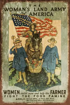 Женская реклама Сухопутной армии Военного времени США В Состаренном Виде, Металлическая Вывеска в Винтажном Ретро-стиле