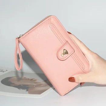 Женский кошелек, новый модный кошелек, женский длинный кошелек на молнии, простая сумка для мобильного телефона, клатч большой емкости.