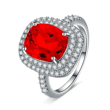 Женское высококачественное розово-красное кольцо с цирконом AAA, обручальное кольцо, подарок на свадьбу, серебряные украшения S925