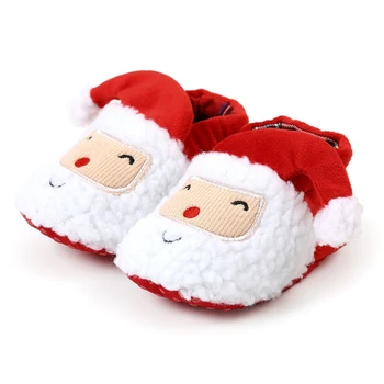 Зимние ботинки для младенцев, Рождественский мультфильм Санта Клаус, теплая детская обувь для прогулок для дома, праздничной одежды