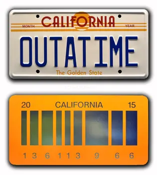 Знаменитые машины Назад в будущее | Outatime + 2015 | Металлические Номерные знаки, рамки для номерных знаков, персонализированный номерной знак