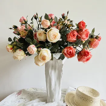 Искусственные цветы для украшения букета роз 26 дюймов на длинном стебле для вечеринки, домашнего стола, наружных свадебных украшений