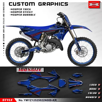 Комплект Наклеек с Логотипом KUNGFU GRAPHICS для мотоцикла Yamaha YZ125 YZ250 YZ 125 250 YZ125X YZ250X 2022 2023 2024, Синий