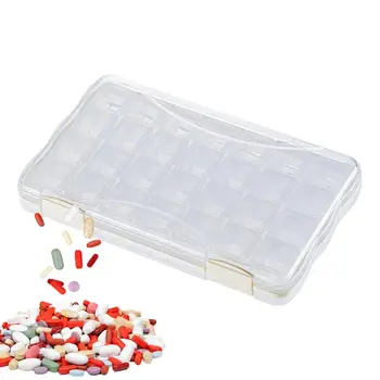 Коробка для таблеток Держатель для витаминов на 7 дней Контейнер с 28 Отделениями с крышкой Портативный Еженедельный дозатор таблеток Влагостойкий Органайзер для таблеток