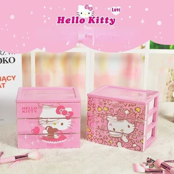 Коробка для хранения Hello Kitty Kawaii Cinnamoroll My Melody Выдвижной Ящик Пылезащитный Ящик для хранения Резинка Заколка для волос Ожерелье Шкатулка для украшений
