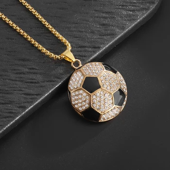 Креативное очаровательное футбольное ожерелье с подвеской из блестящего циркона для мужчин и женщин, одежда для спорта и отдыха, подарок для любителей футбола
