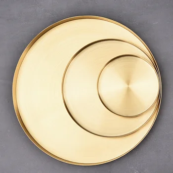 Кухонная Золотая пластина из нержавеющей стали 304 Компактной Круглой формы Для ювелирных изделий Настольный Дисплей в ванной Комнате Декоративный Лоток для хранения
