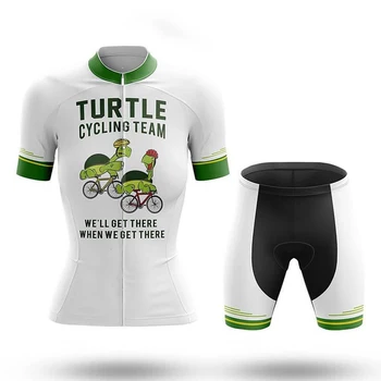 Летняя велосипедная майка Turtle Cycling Team, короткий комплект одежды с гелевой дышащей прокладкой, комплекты одежды для MTB, велосипедная одежда, дорожный костюм