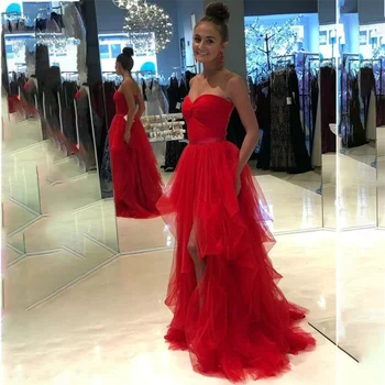 Лили Бич, красное Элегантное сексуальное платье для свадебной вечеринки, Шифоновое многоуровневое платье знаменитости с разрезом, платье для особых случаев, вечерние халаты