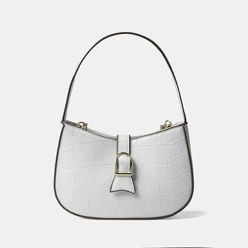 Милые сумки через плечо из искусственной кожи для женщин 2023, модная дизайнерская сумка, женские однотонные сумки с каменным узором и пряжкой в виде рыбьего хвоста, седельные сумки