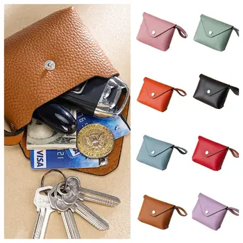 Мини-маленький кожаный кошелек для монет, портативный держатель для наушников, однотонные кошельки, сумка для хранения губной помады, мужская сумка