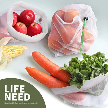 Многоразовые пакеты для фруктов и овощей, кухонные сумки для хранения продуктов, красочные Сетчатые пакеты, Моющиеся пакеты для лука, экологически Чистые продукты