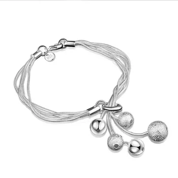 Многослойные браслеты-цепочки из стерлингового серебра KOFSAC 925 пробы для женщин, гипоаллергенный браслет из матовых бусин и браслет для девочек в подарок