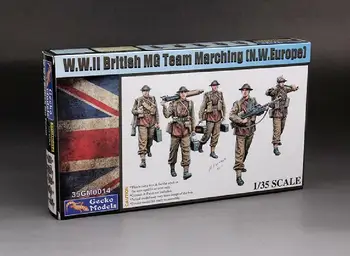 Модели Gecko 35GM0014 1/35 Британской команды MG времен Второй мировой войны на марше [Северная Европа]